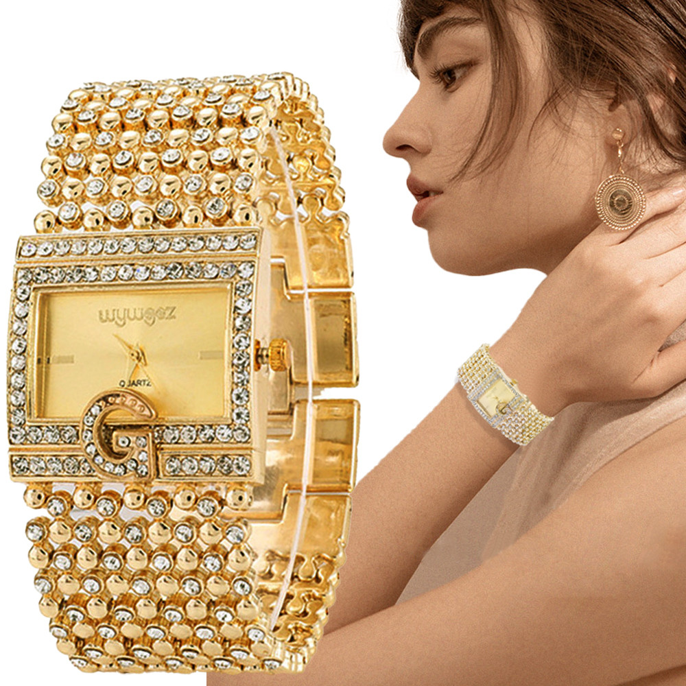 Jewelry Diamond Watches - Semplici orologi quadrati in oro moda